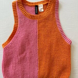 H&M Divided Orange and Pink Knit Top